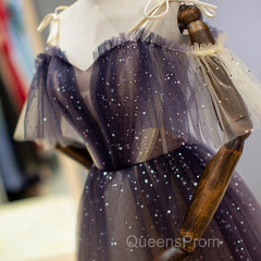 Cute Short Gradient Tulle Straps Homecoming Dress, Short Evening Prom Dresss