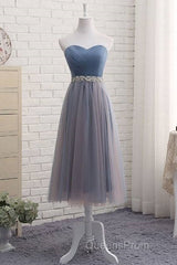 Cute Sweetheart Neck Tulle Evening Prom Dress, Tulle Bridesmaid Dress