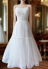 Cute Tulle Scoop Spaghetti Straps Homecoming Dress, Short Evening Prom Dress