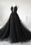 Classic Black Lace Tulle Long Classy Prom Dress Black Classy Evening Dress