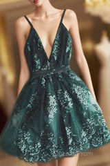 Dark Green Homecoming Dress,Short Hoco Dress