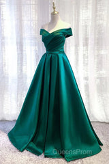 Dark Green Long Evening Prom Dress Elegant A Line Off the Shoulder Party Evening Dress