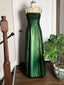 Dark Green Straps A-Line Tulle Classy Prom Dress, Green Satin Beaded Lace Party Dress