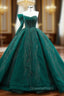 Dark Green Tulle One Shoulder Beading Evening Prom Dress
