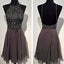 Dark grey sparkly special vintage open back sexy popular homecoming Classy Prom Dress