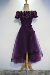 Dark Purple High Low Homecoming Dress, Cute Formal Dress, Evening Prom Dress