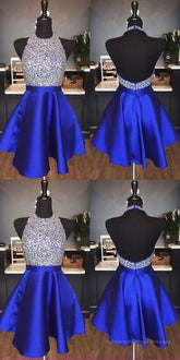 Royal Blue Tulle With Crystal Homecoming Dress