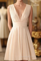 Deep V Neck Chiffon Homecoming Dress