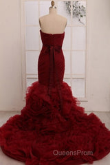 Dignified Trumpet/Mermaid Strapless Sweetheart Tiered Long Evening Prom Dress
