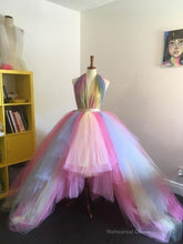 High Low Rainbow Tulle Prom Dress