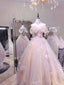 Dreamy Light Pink Off-Shoulder Tulle Floor-Length Ball Gown Prom Dress