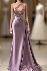 Sexy Purple Mermaid One-Shoulder Evening Prom Dress