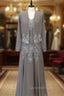 Elegance Long Sleeves Tea-Length Mother of the Bride Dress