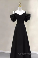 Elegant A Line Black Long Evening Prom Dress Formal Evening Dress