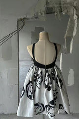 Elegant A-Line Flower Butterfly Black Short Homecoming Dress Online,