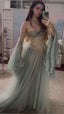 Elegant A Line Off The Shoulder Floor-Length Tulle Long Sleeves Classy Evening Dress Classy Prom Dress