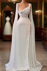 Elegant A-line Sequins Split Bridal Dress With Beads