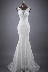Elegant And Noble Lace Sleeveless Speaker/Mermaid And Floor Length Wedding Dress