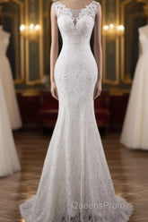 Elegant And Noble Lace Sleeveless Speaker/Mermaid And Floor Length Wedding Dress