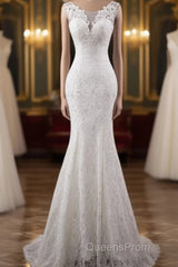 Elegant And Noble Lace Sleeveless Speaker/Mermaid And Floor Length Wedding Dress