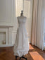 Elegant And Simple White Bud Square Neck Suspender Satin Classy Prom Dress Bridesmaid Dress
