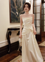 Elegant Beige Spaghetti Strap Square Neck Knot-Embellished Satin Long Classy Prom Dress Bridesmaid Dress