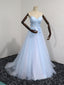 Elegant Blue Tulle Sweetheart Party Dress Evening Dress, Blue Lace Applique Evening Prom Dress 2025