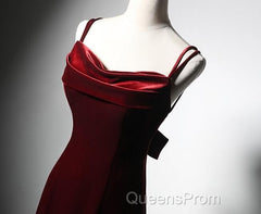 Elegant Burgundy Spaghetti Straps Velvet Mermaid Evening Prom Dress Evening Dress