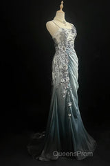 Elegant Chiffon Mermaid Gown For Evening Prom&Party Spaghetti Strap Sequined Applique Evening Gown