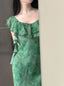Elegant Dark Green Mermaid Ruffled Chiffon Long Classy Prom Dress