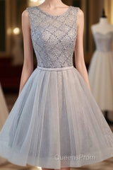 Elegant Diamond Beads Lace Organza Sleeveless Scoop Neckline Lace Up Back For Teen Lovely Homecoming Dress