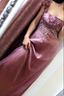 Elegant Dusty Rose Square Neck Spaghetti Strap Embroidered Ruffle Satin Long Classy Prom Dress