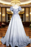 Elegant Gradient Short Sleeve Part Dress, A-Line Blue Evening Dress