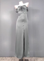 Elegant Gray Green Sweetheart Neckline Slim Slit Satin Long Classy Prom Dress