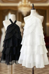 Elegant Halter White Homecoming Dress Short Formal Dress