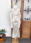 Elegant Ivory Halter Off-The-Shoulder Slim-Fit Satin Long Classy Prom Dress
