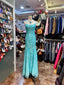 Elegant Lake Blue Mermaid Halter-Neck Lace Long Classy Prom Dress