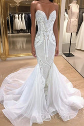 Elegant Long Mermaid Sweetheart Sequins Wedding Dress