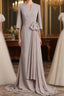 Elegant Mermaid 3/4 Long Sleeved Chiffon Bra With Belt Bride Mother Of The Bride Dress
