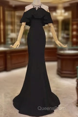 Elegant Mermaid Black Long Evening Prom Dress Formal Evening Dress