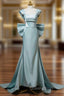 Elegant Mermaid Bow Satin Long Evening Dress Evening Prom Dress