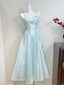 Elegant Mint Green A-Line Strappy Satin Classy Prom Dress