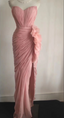 Elegant Pink 3D Floral Strapless High-Slit Chiffon Classy Prom Dress