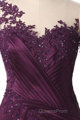 Elegant Plus Size Mermaid Long Sleeves Floor-Length Evening Prom Dress With Lace Appliques