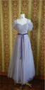 Elegant Purple A-Line Puff Sleeve Tulle Long Classy Prom Dress Bridesmaid Dress