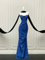Elegant Royal Blue Mermaid Strapless Pleated Long Classy Prom Dress