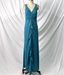 Elegant Teal Blue V-Neck Ruffled Beaded Chiffon Long Classy Prom Dress