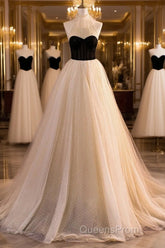 Elegant Tulle Long A-Line Evening Prom Dress, Beautiful Evening Party Dress