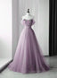 Elegant Tulle Long Party Dress with Flowers, A-line Tulle Evening Dress Evening Prom Dress
