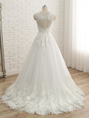 Elegant V-Neck Lace Ball Gown Wedding Dress